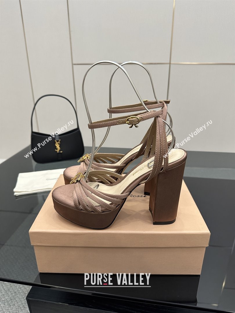 Gianvito Rossi Rita Platform Sandals in Satin Brown 2025 (MD-25081208)