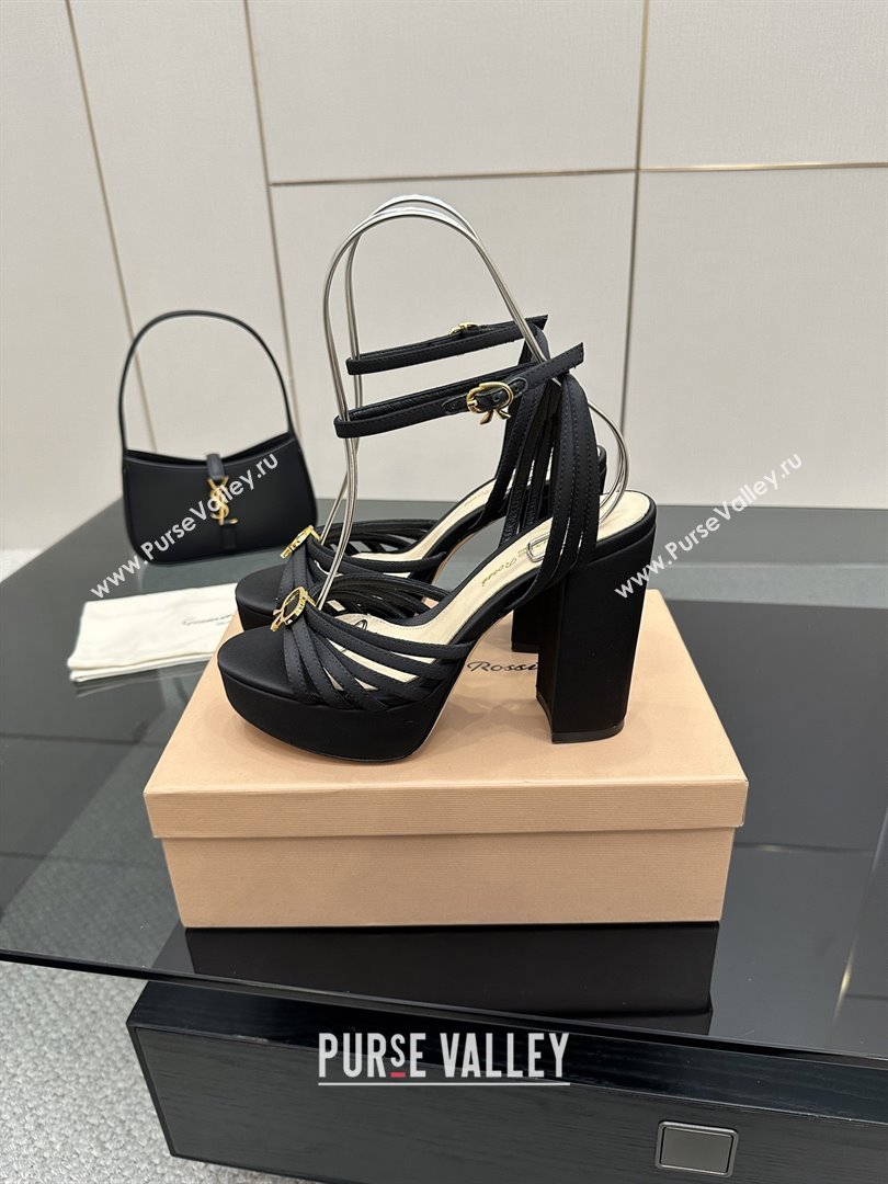 Gianvito Rossi Rita Platform Sandals in Satin Black 2025 (MD-25081204)