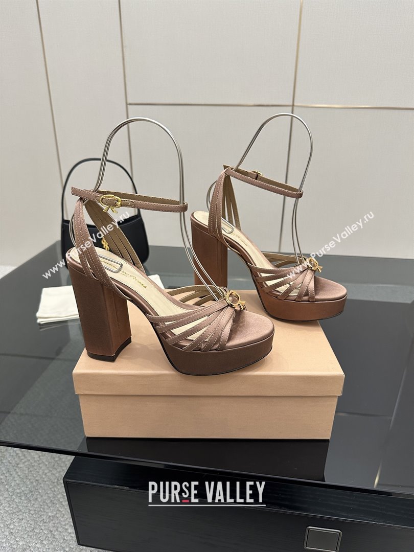 Gianvito Rossi Rita Platform Sandals in Satin Brown 2025 (MD-25081208)
