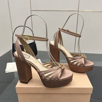 Gianvito Rossi Rita Platform Sandals in Satin Brown 2025 (MD-25081208)