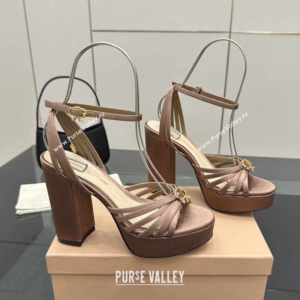 Gianvito Rossi Rita Platform Sandals in Satin Brown 2025 (MD-25081208)