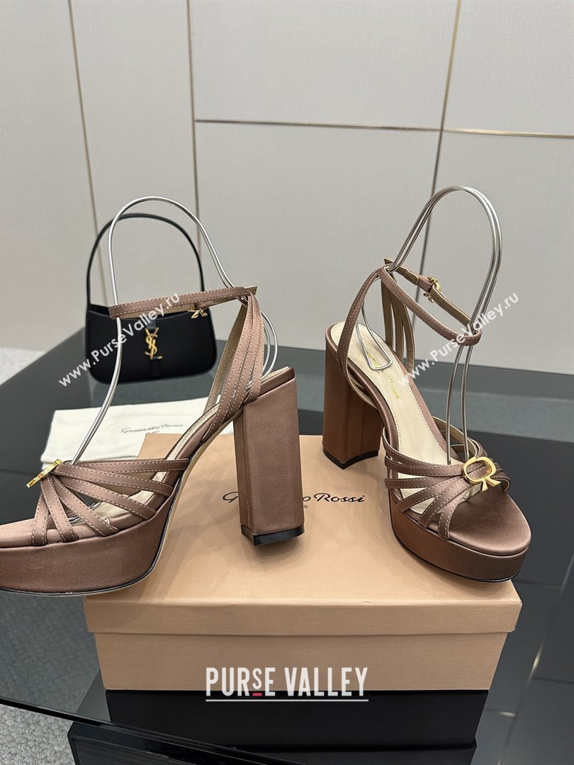 Gianvito Rossi Rita Platform Sandals in Satin Brown 2025 (MD-25081208)
