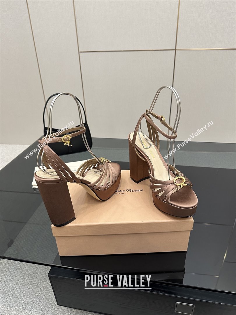 Gianvito Rossi Rita Platform Sandals in Satin Brown 2025 (MD-25081208)