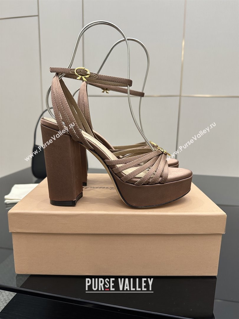 Gianvito Rossi Rita Platform Sandals in Satin Brown 2025 (MD-25081208)