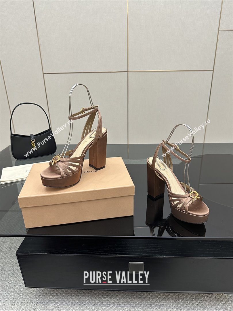 Gianvito Rossi Rita Platform Sandals in Satin Brown 2025 (MD-25081208)