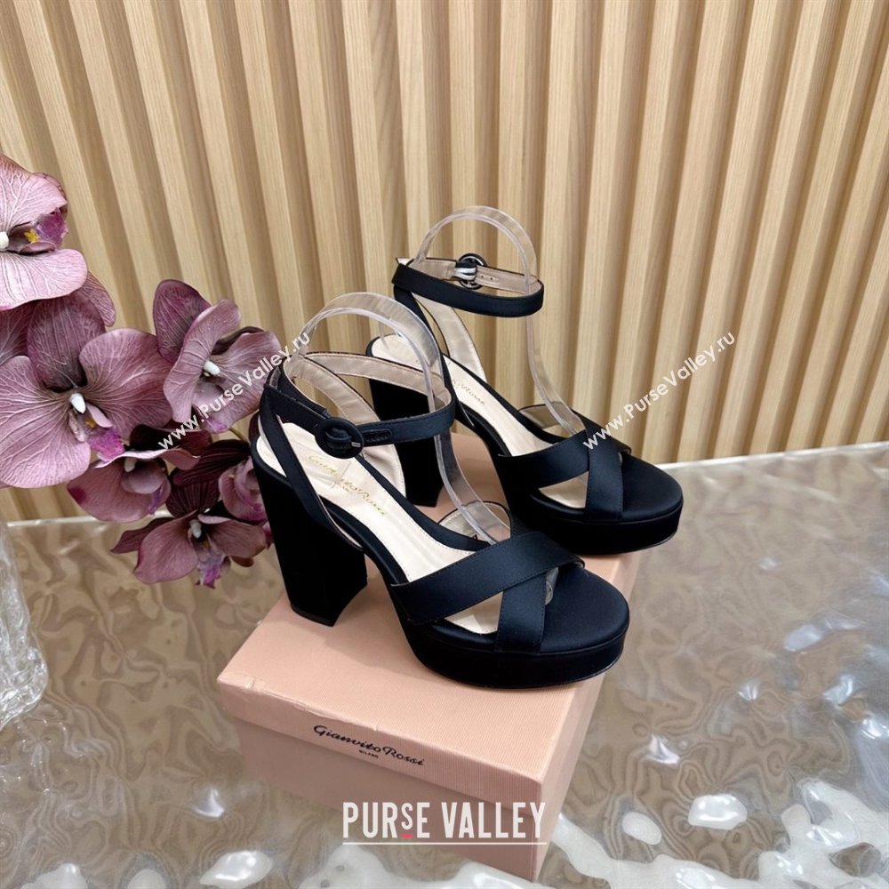 Gianvito Rossi SABRINA Platform Sandals in Satin Black 2025 (LM-25081202)