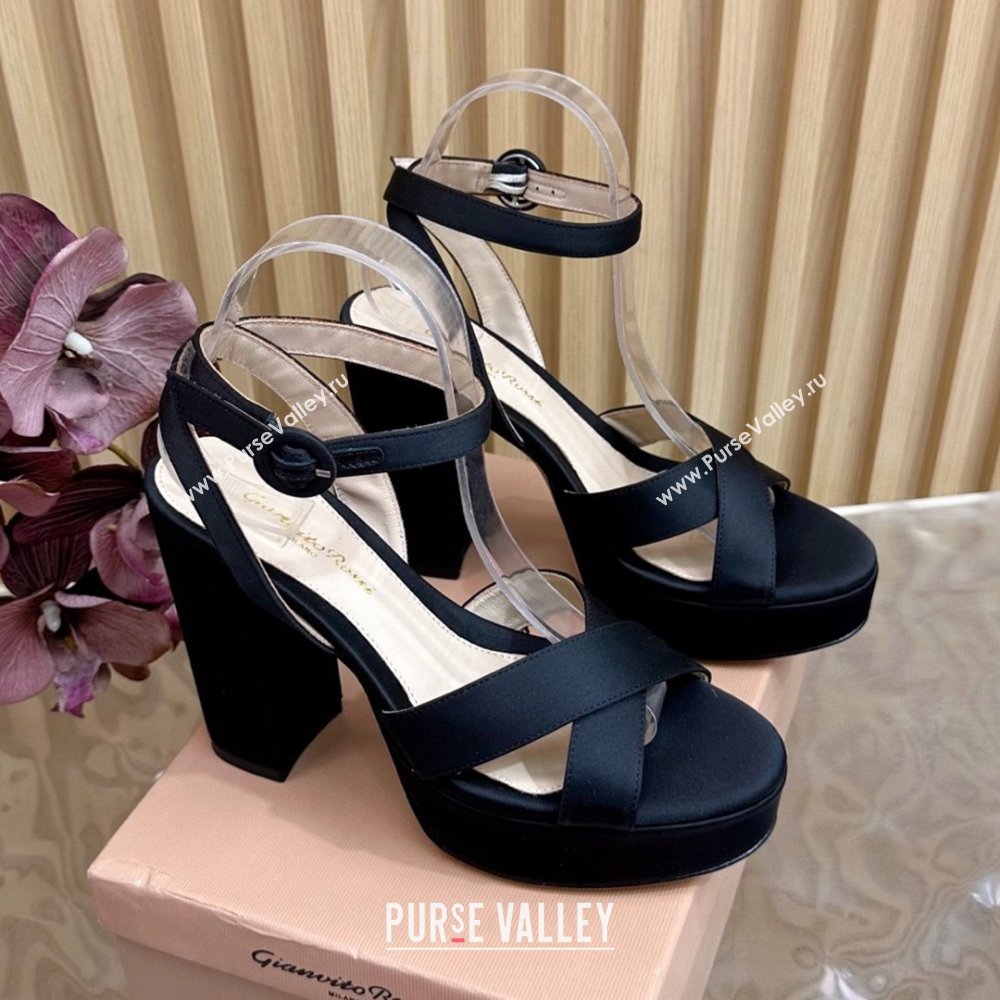 Gianvito Rossi SABRINA Platform Sandals in Satin Black 2025 (LM-25081202)
