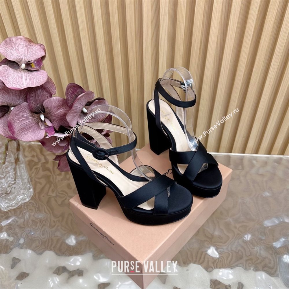 Gianvito Rossi SABRINA Platform Sandals in Satin Black 2025 (LM-25081202)