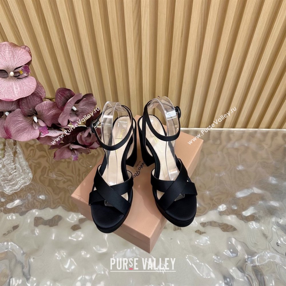 Gianvito Rossi SABRINA Platform Sandals in Satin Black 2025 (LM-25081202)