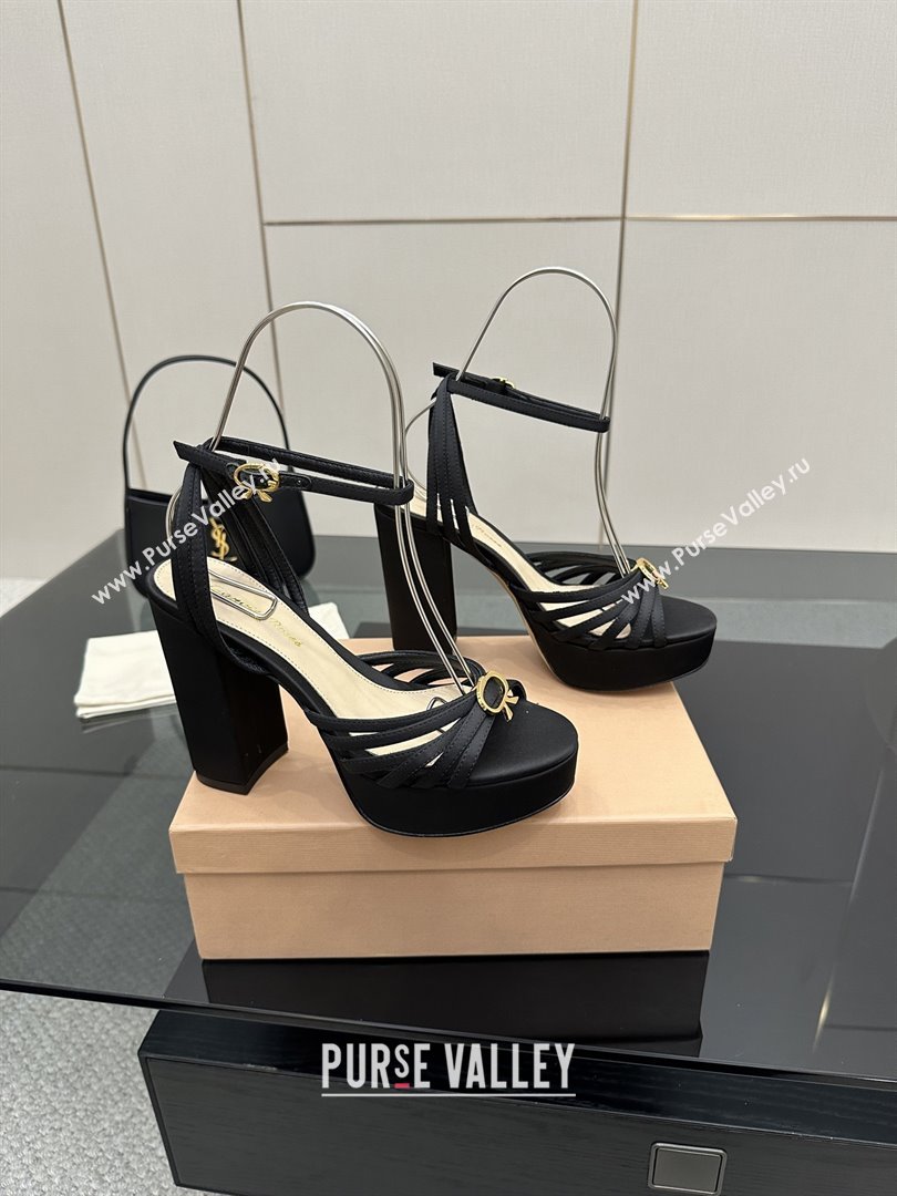 Gianvito Rossi Rita Platform Sandals in Satin Black 2025 (MD-25081204)