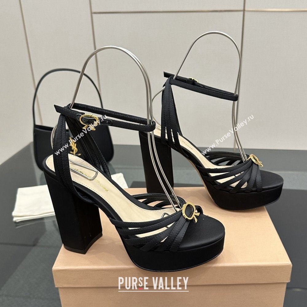 Gianvito Rossi Rita Platform Sandals in Satin Black 2025 (MD-25081204)