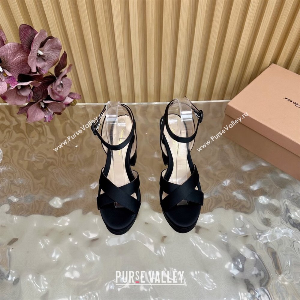 Gianvito Rossi SABRINA Platform Sandals in Satin Black 2025 (LM-25081202)
