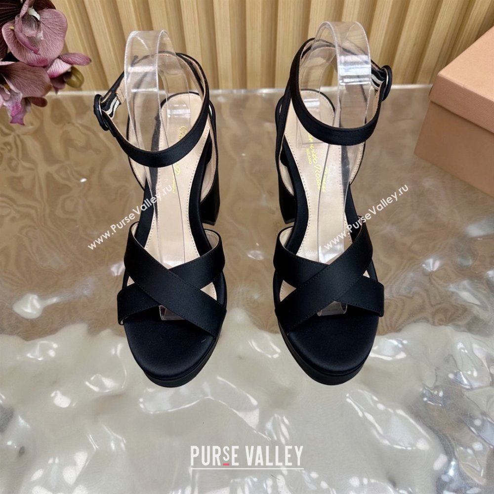 Gianvito Rossi SABRINA Platform Sandals in Satin Black 2025 (LM-25081202)