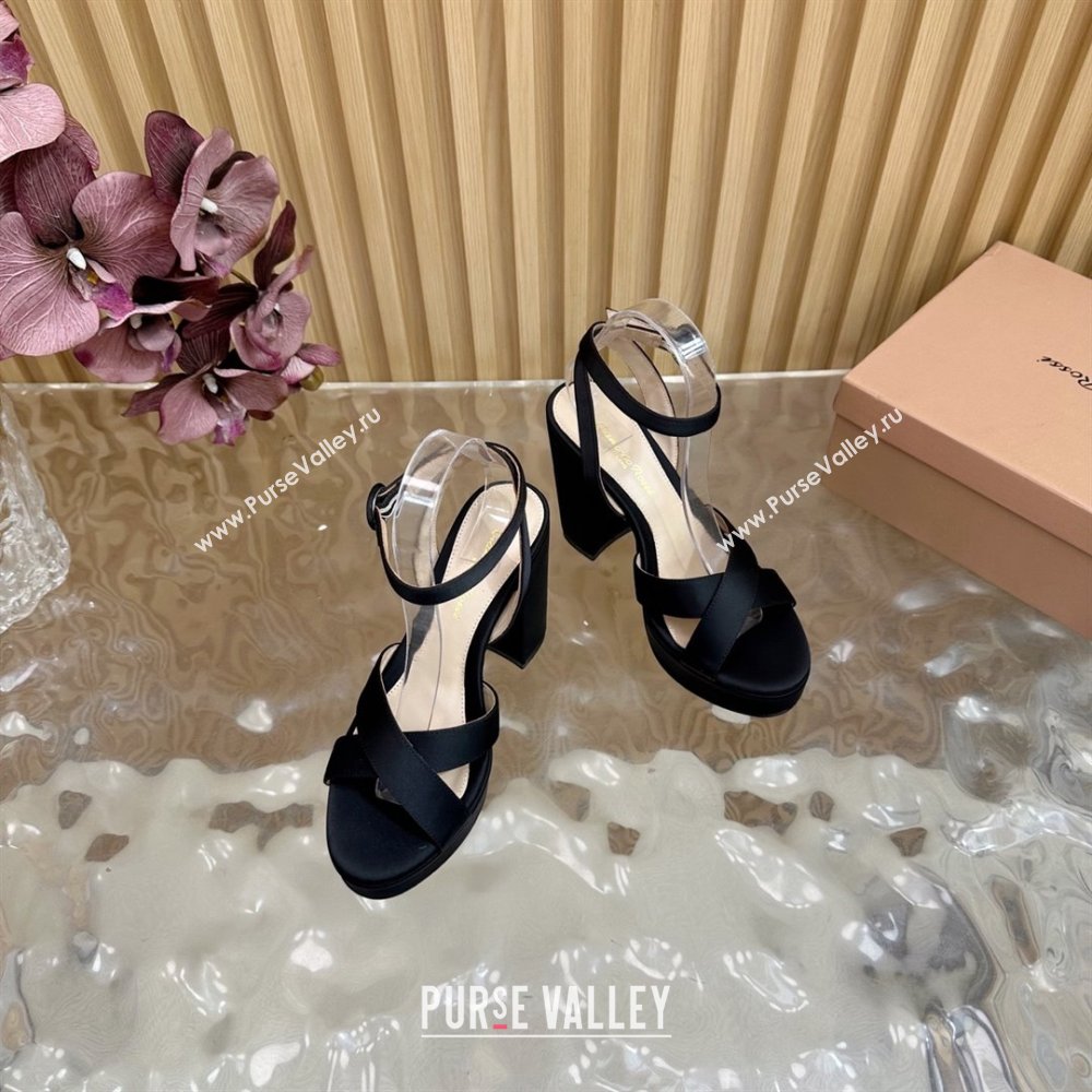 Gianvito Rossi SABRINA Platform Sandals in Satin Black 2025 (LM-25081202)