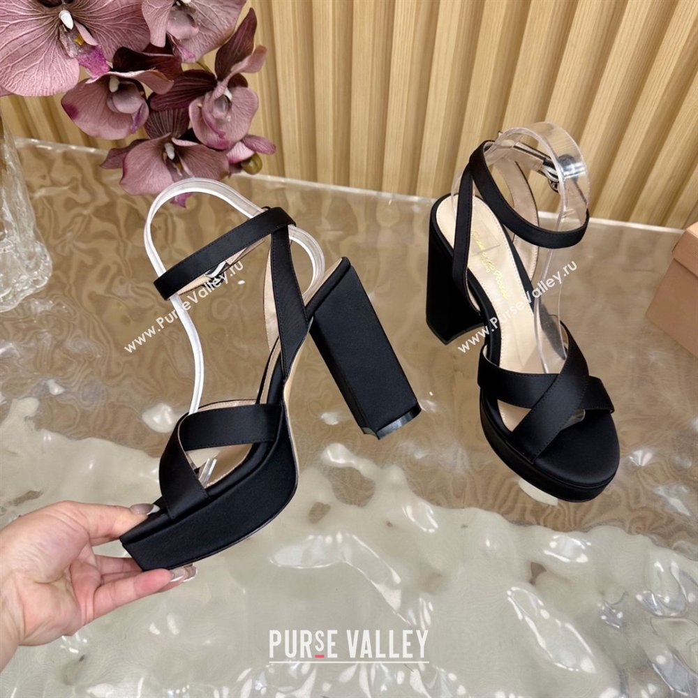 Gianvito Rossi SABRINA Platform Sandals in Satin Black 2025 (LM-25081202)