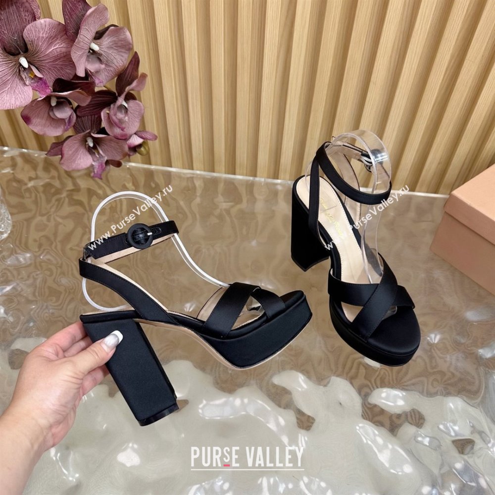 Gianvito Rossi SABRINA Platform Sandals in Satin Black 2025 (LM-25081202)
