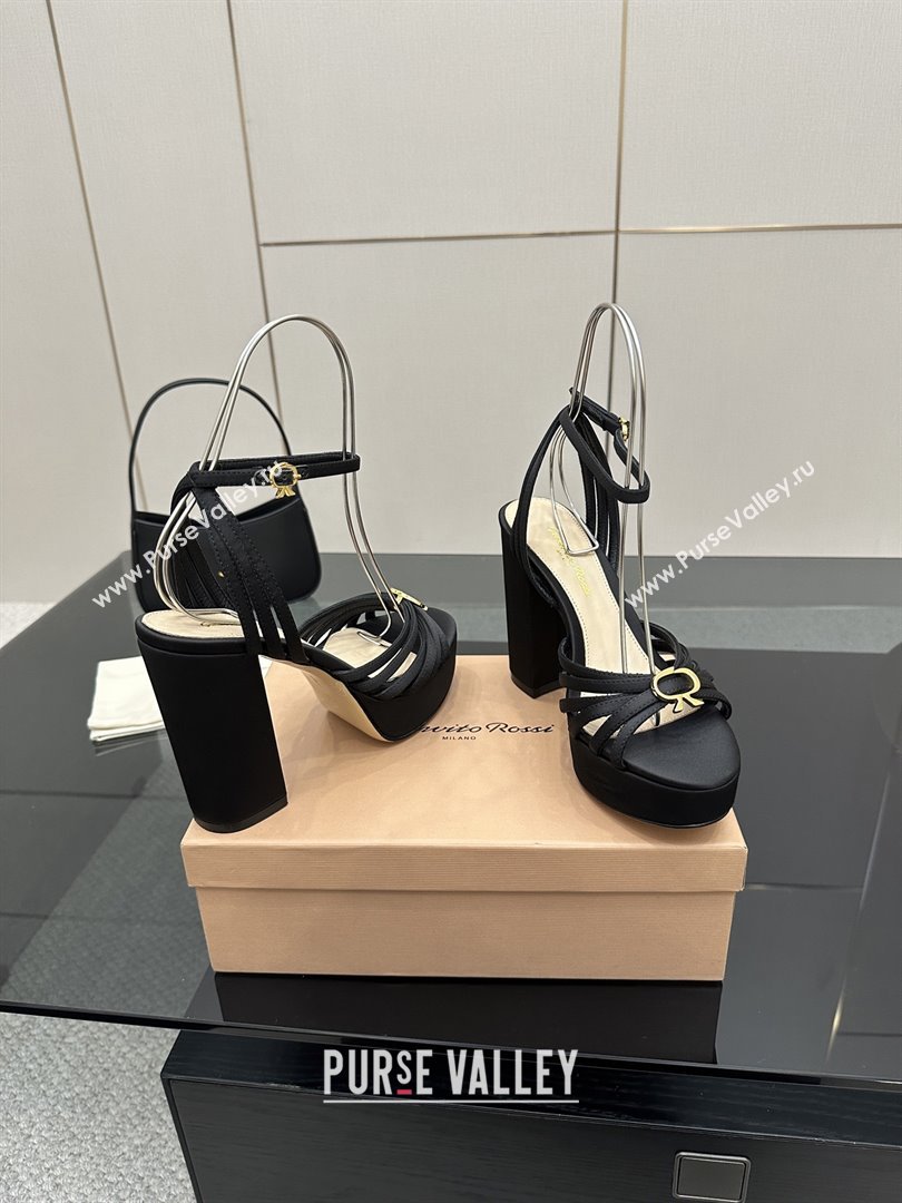 Gianvito Rossi Rita Platform Sandals in Satin Black 2025 (MD-25081204)