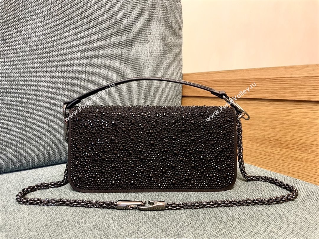 Valentino Medium Loco Bag with Crystals 1134 Chocolate/Black 2025 (JD-25081215)