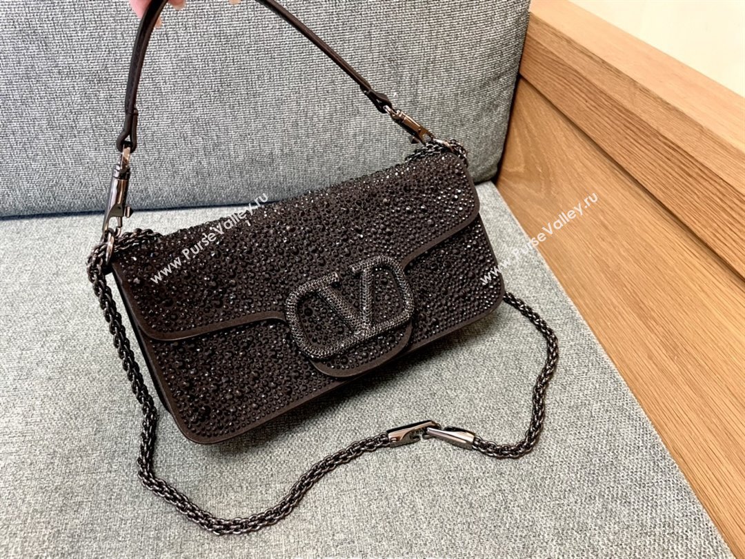Valentino Medium Loco Bag with Crystals 1134 Chocolate/Black 2025 (JD-25081215)