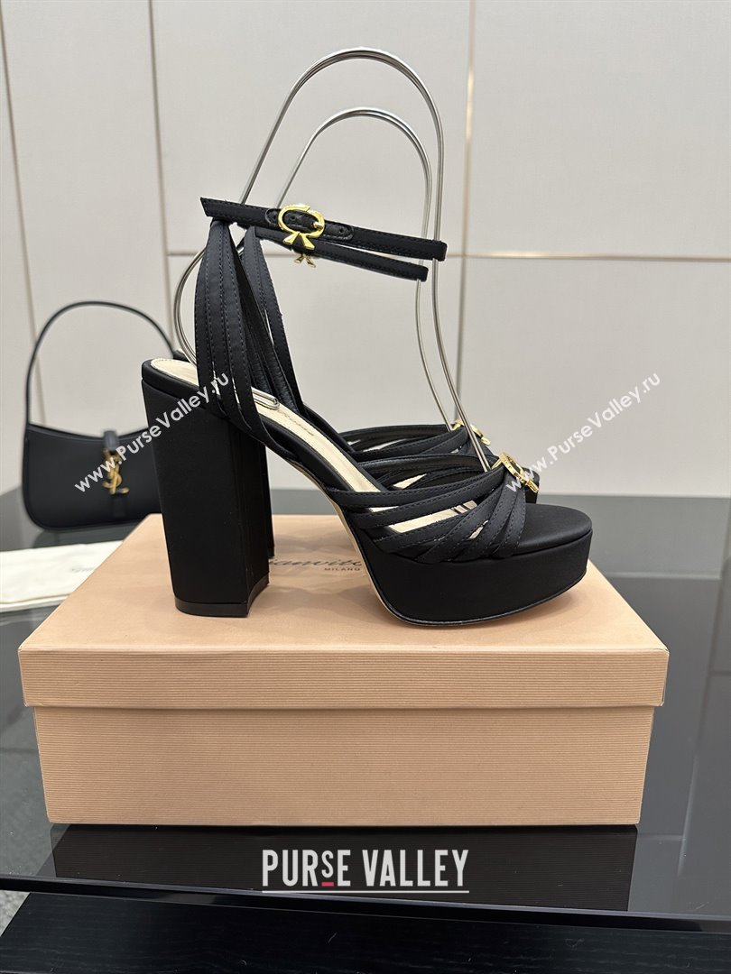 Gianvito Rossi Rita Platform Sandals in Satin Black 2025 (MD-25081204)