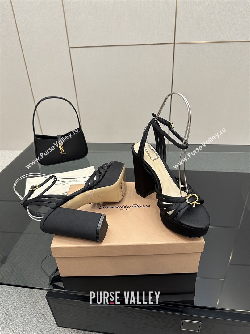 Gianvito Rossi Rita Platform Sandals in Satin Black 2025 (MD-25081204)
