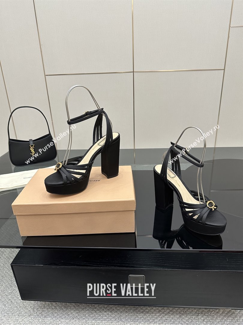 Gianvito Rossi Rita Platform Sandals in Satin Black 2025 (MD-25081204)