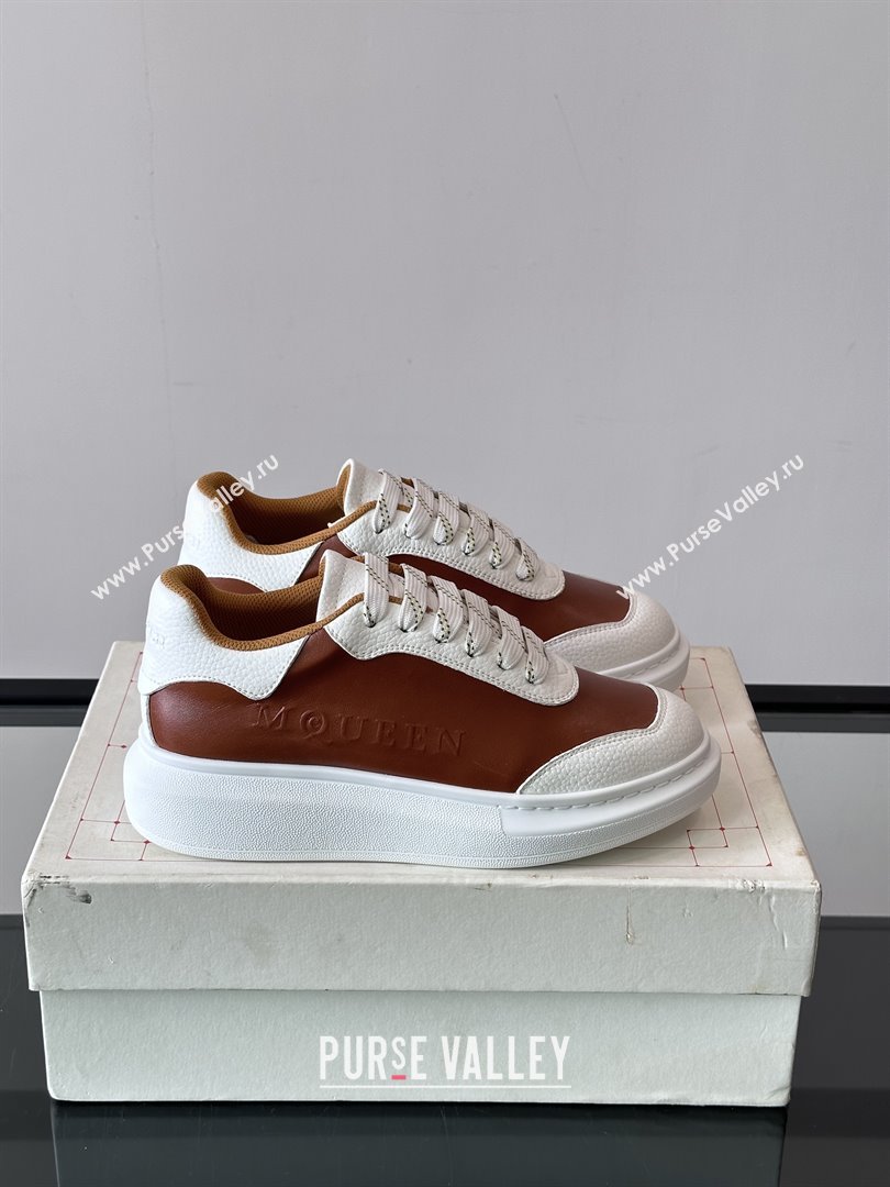 Alexander McQueen Oversized Sneakers in Calfskin Leather AM12 Brown/White 2025 (SHH-25081512)