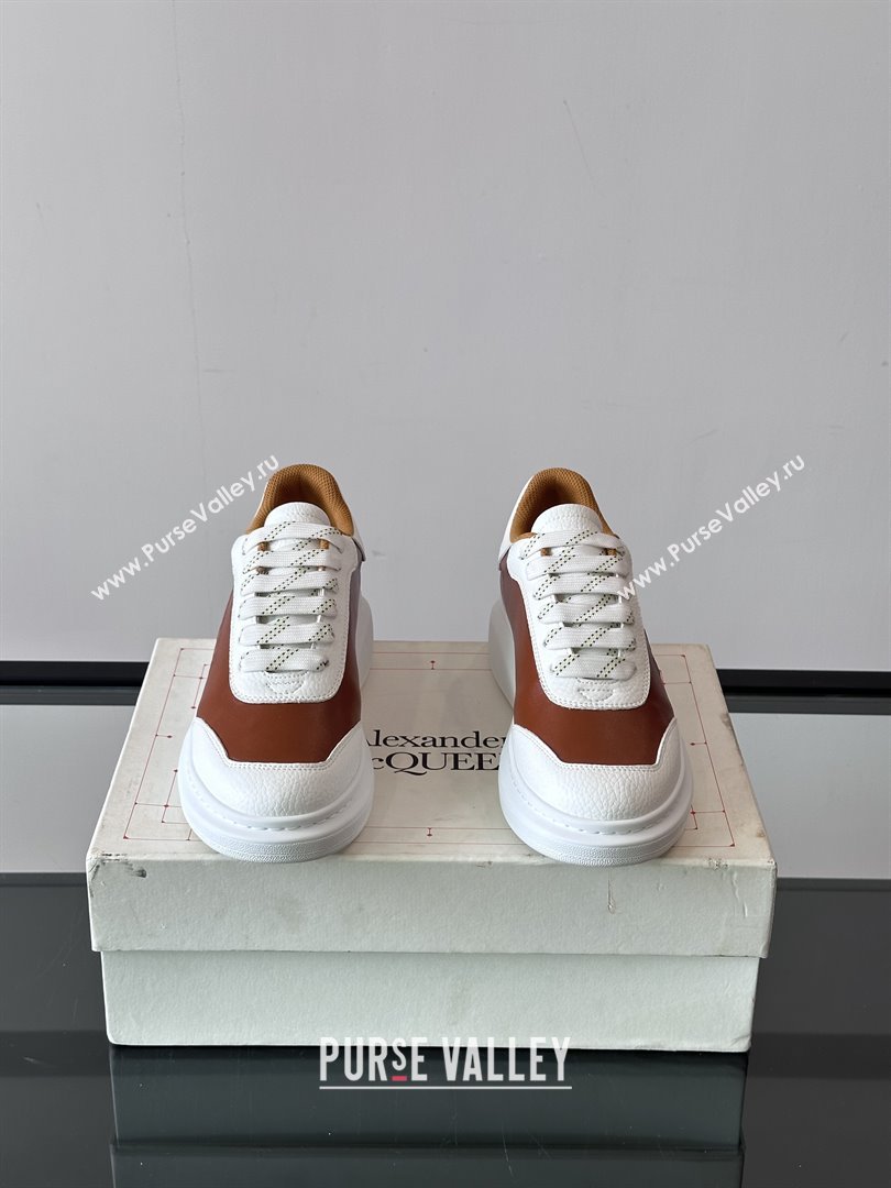 Alexander McQueen Oversized Sneakers in Calfskin Leather AM12 Brown/White 2025 (SHH-25081512)
