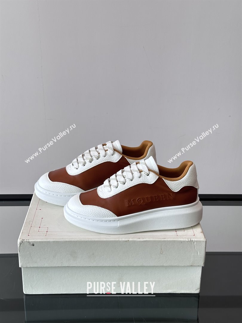Alexander McQueen Oversized Sneakers in Calfskin Leather AM12 Brown/White 2025 (SHH-25081512)