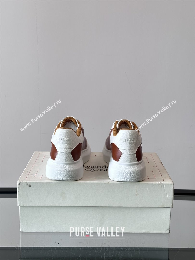 Alexander McQueen Oversized Sneakers in Calfskin Leather AM12 Brown/White 2025 (SHH-25081512)