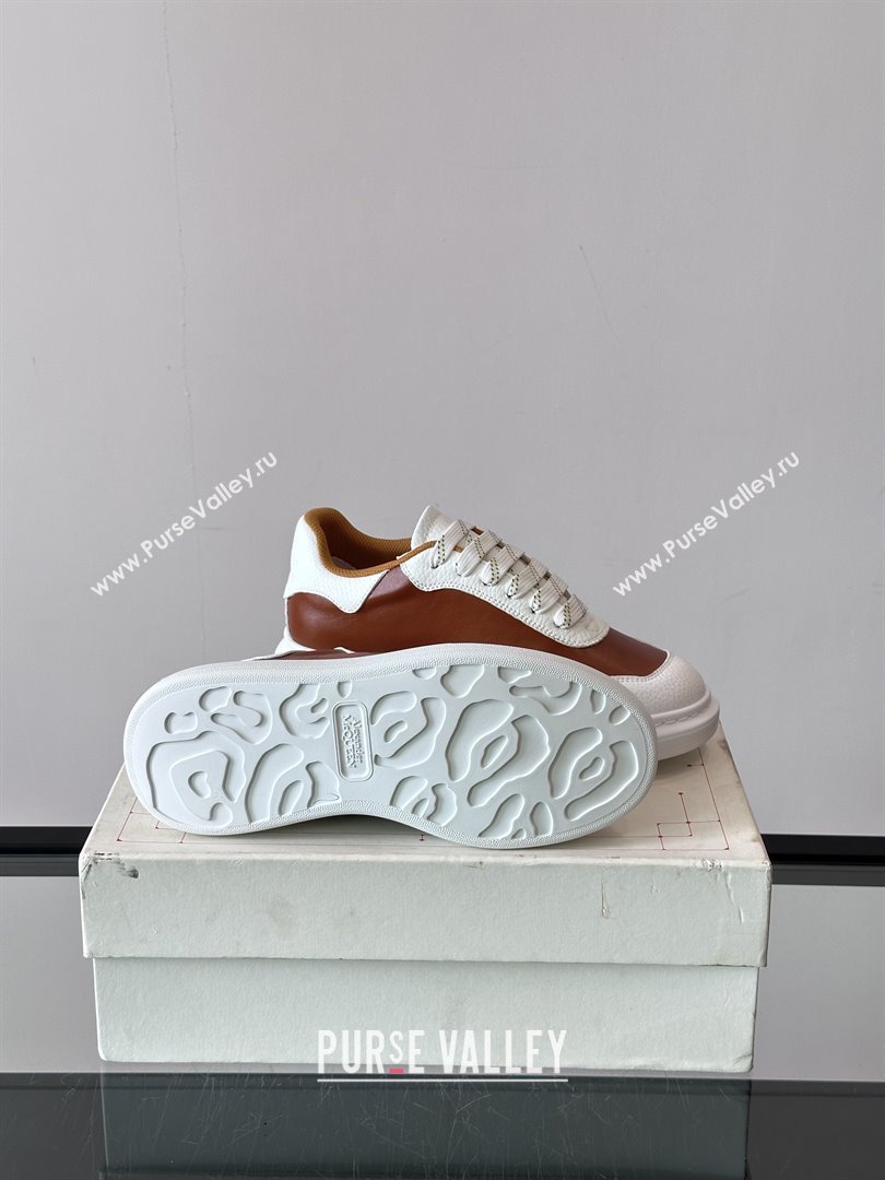 Alexander McQueen Oversized Sneakers in Calfskin Leather AM12 Brown/White 2025 (SHH-25081512)
