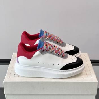 Alexander McQueen Oversized Sneakers in Calfskin Leather AM15 White/Black/Red 2025 (SHH-25081902)
