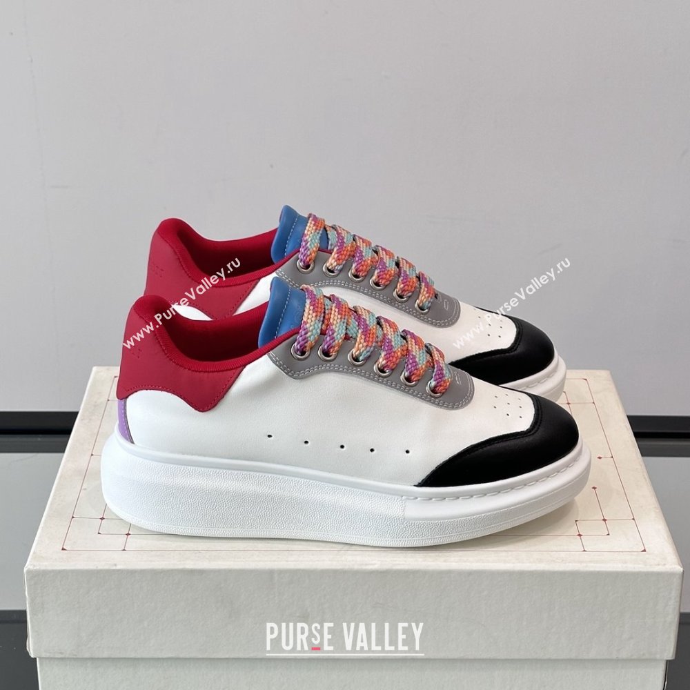Alexander McQueen Oversized Sneakers in Calfskin Leather AM15 White/Black/Red 2025 (SHH-25081902)