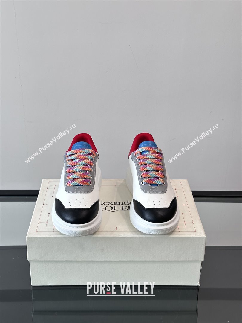 Alexander McQueen Oversized Sneakers in Calfskin Leather AM15 White/Black/Red 2025 (SHH-25081902)