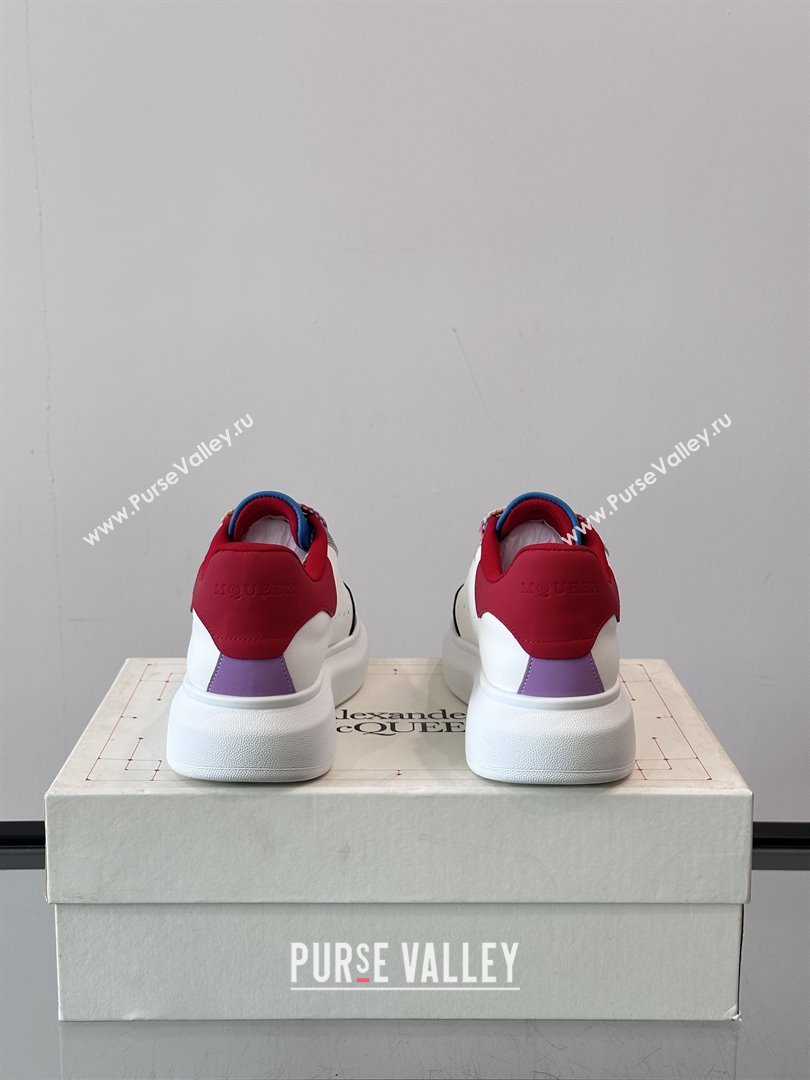 Alexander McQueen Oversized Sneakers in Calfskin Leather AM15 White/Black/Red 2025 (SHH-25081902)