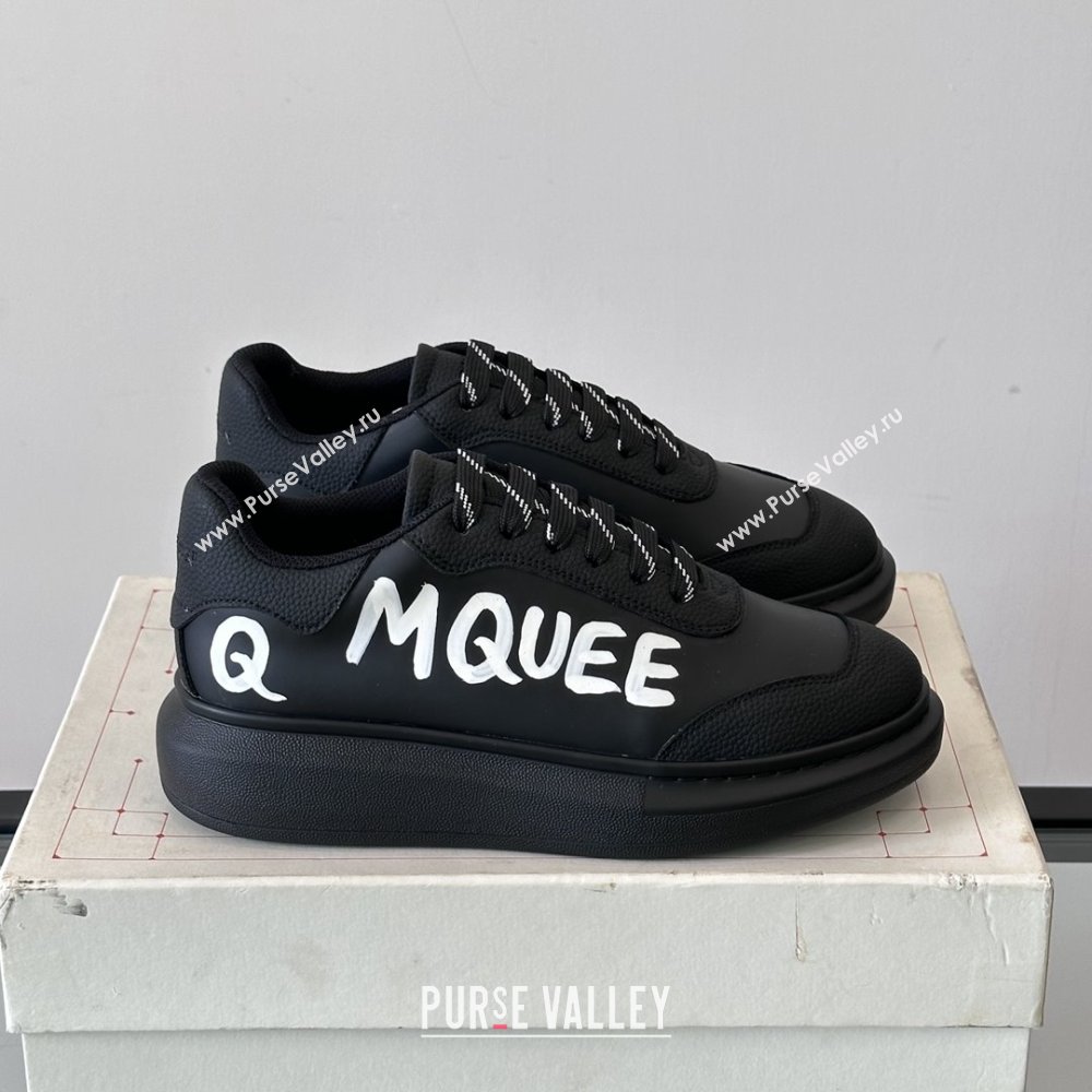 Alexander McQueen Oversized Sneakers in Calfskin Leather AM02 Black 2025 (SHH-25081502)