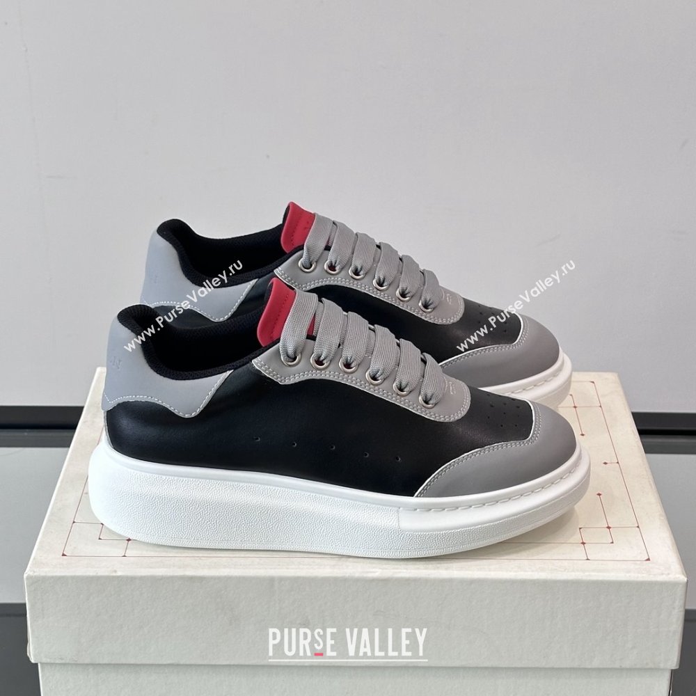 Alexander McQueen Oversized Sneakers in Calfskin Leather AM01 Black/Grey 2025 (SHH-25081501)