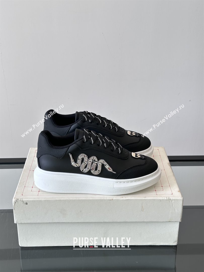 Alexander McQueen Oversized Sneakers in Calfskin Leather AM04 Black 2025 (SHH-25081504)
