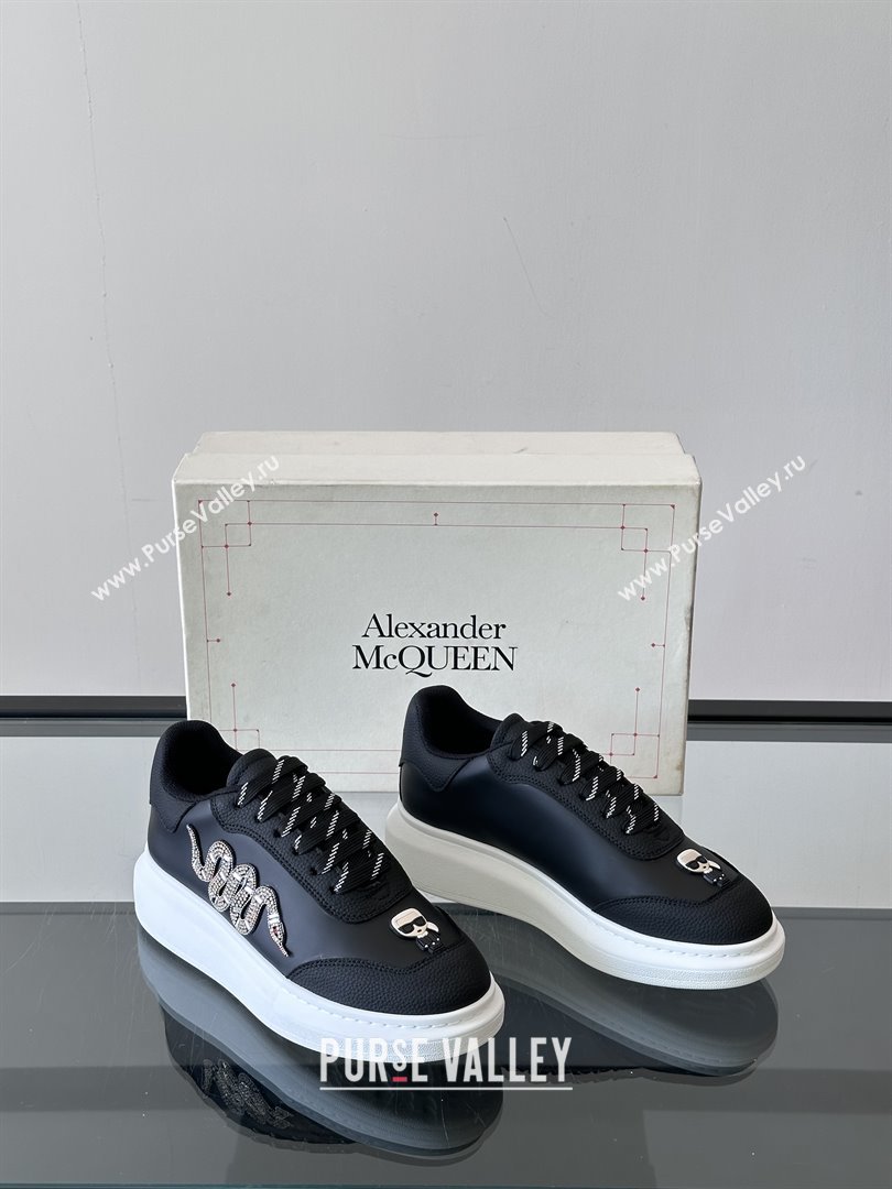 Alexander McQueen Oversized Sneakers in Calfskin Leather AM04 Black 2025 (SHH-25081504)