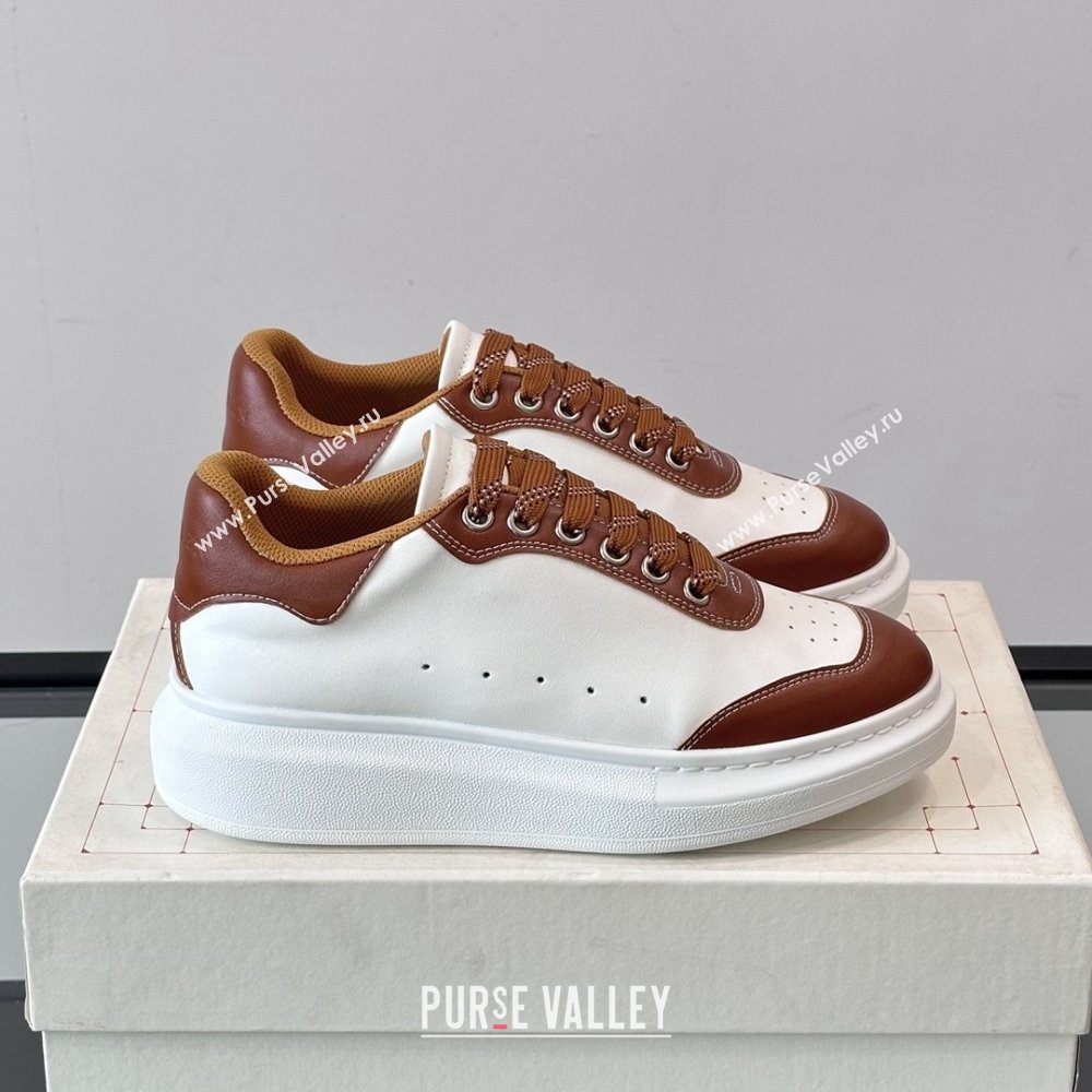 Alexander McQueen Oversized Sneakers in Calfskin Leather AM09 White/Brown 2025 (SHH-25081509)