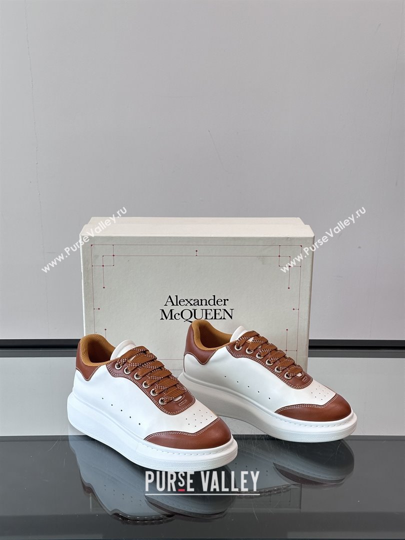 Alexander McQueen Oversized Sneakers in Calfskin Leather AM09 White/Brown 2025 (SHH-25081509)