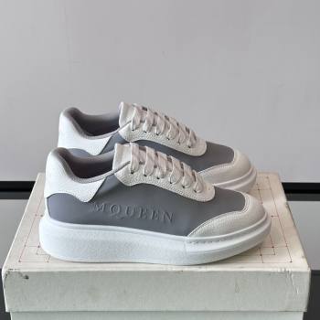 Alexander McQueen Oversized Sneakers in Calfskin Leather AM10 White/Grey 2025 (SHH-25081510)