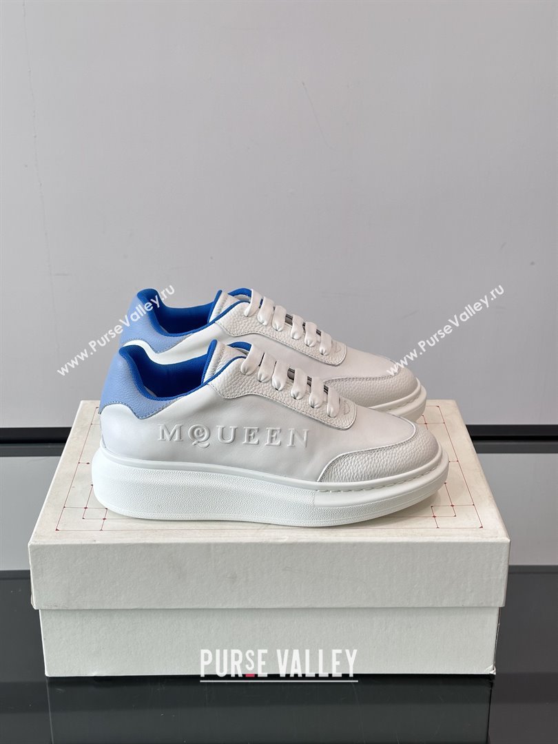Alexander McQueen Oversized Sneakers in Calfskin Leather AM18 White/Blue 2025 (SHH-25081905)
