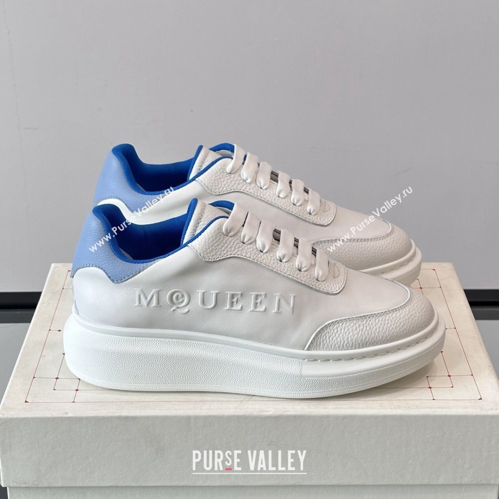 Alexander McQueen Oversized Sneakers in Calfskin Leather AM18 White/Blue 2025 (SHH-25081905)