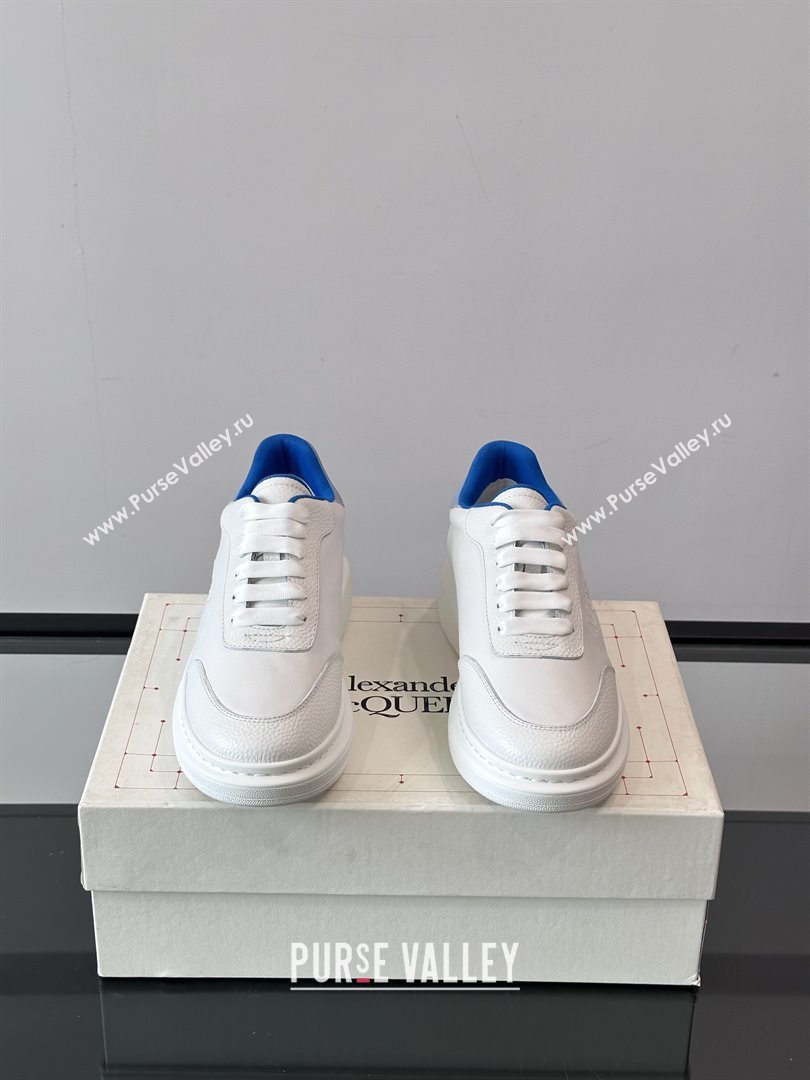 Alexander McQueen Oversized Sneakers in Calfskin Leather AM18 White/Blue 2025 (SHH-25081905)