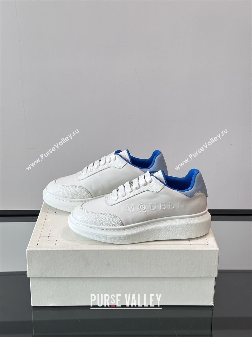 Alexander McQueen Oversized Sneakers in Calfskin Leather AM18 White/Blue 2025 (SHH-25081905)