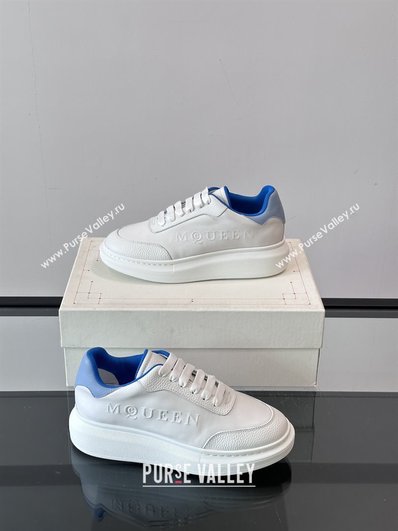 Alexander McQueen Oversized Sneakers in Calfskin Leather AM18 White/Blue 2025 (SHH-25081905)