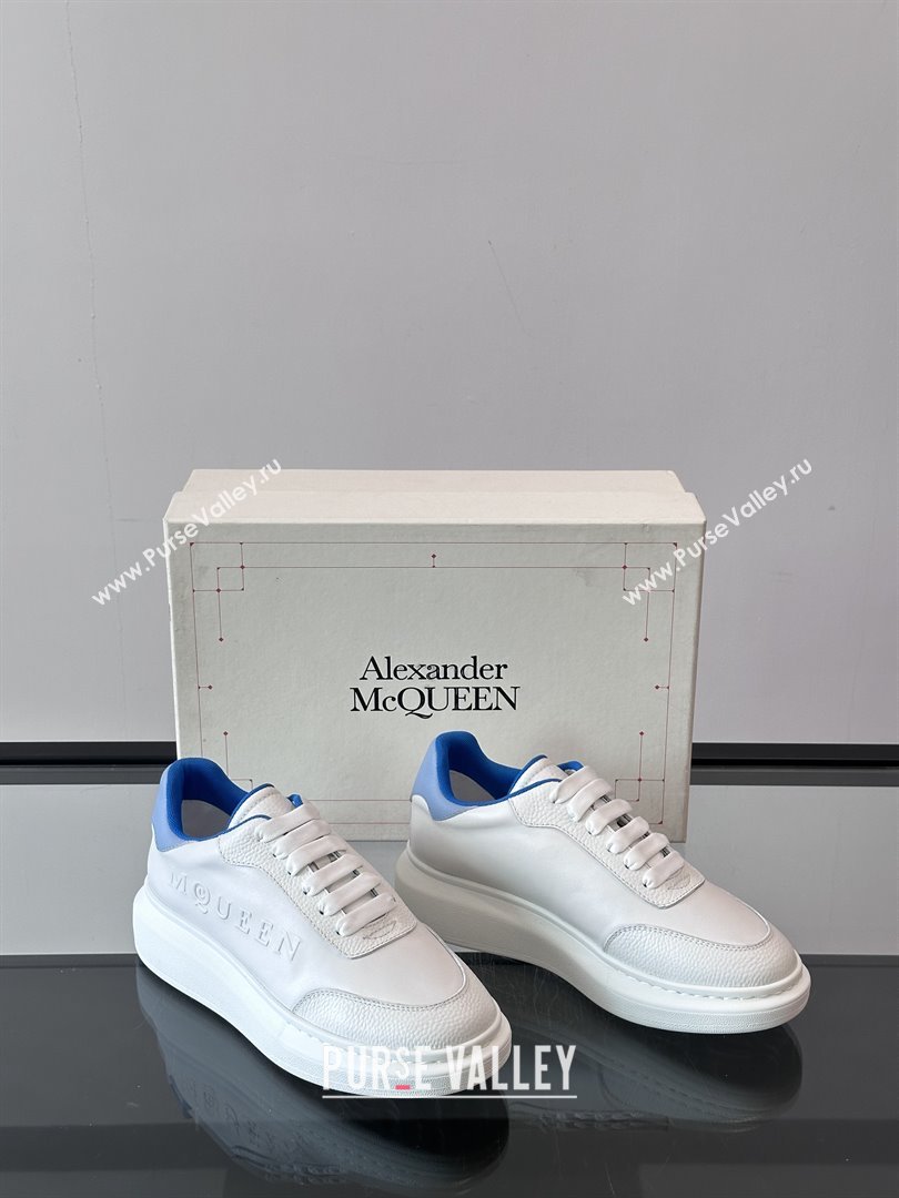 Alexander McQueen Oversized Sneakers in Calfskin Leather AM18 White/Blue 2025 (SHH-25081905)