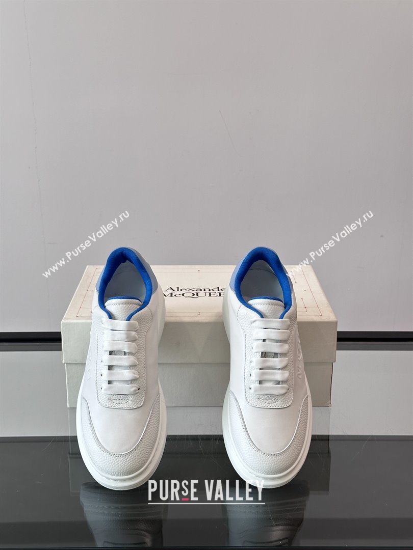 Alexander McQueen Oversized Sneakers in Calfskin Leather AM18 White/Blue 2025 (SHH-25081905)