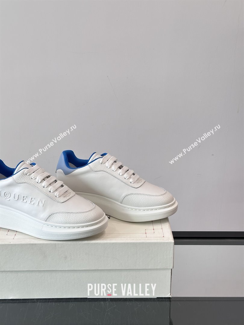 Alexander McQueen Oversized Sneakers in Calfskin Leather AM18 White/Blue 2025 (SHH-25081905)